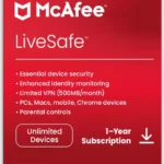 McAfee LiveSafe – Unlimited Devices for 1 Year – Digital Subscription