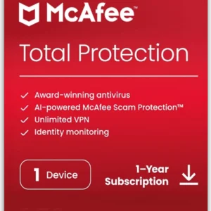 McAfee Total Protection - 1 Device for 1 Year - Digital Subscription